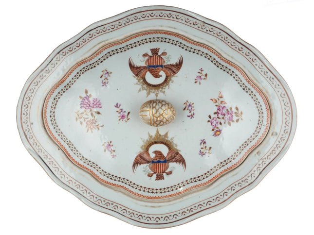 c1820 Chinese Export porcelain US American Market Patriotic Eagle covered bowl - Estate Fresh Austin