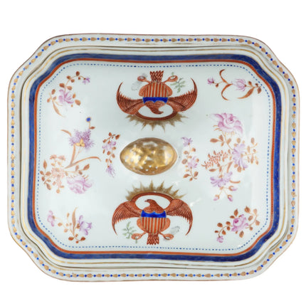 c1820 Chinese Export porcelain US American Market Patriotic Eagle serving covered vegetable - Estate Fresh Austin