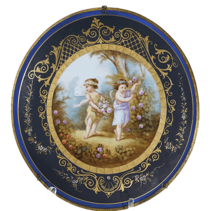 c1820 French Sevres Style Gilt bronze mounted cabinet plate - Estate Fresh Austin