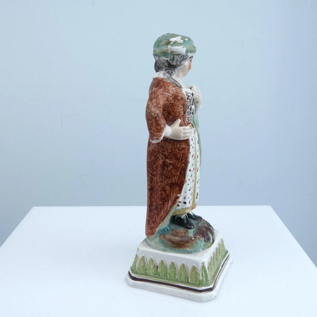 c1820 Staffordshire Pearlware Figure Girl 6.5" tall with 2.5" square base - Estate Fresh Austin