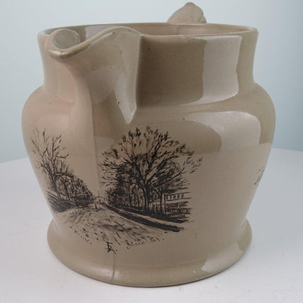 c1830 Yellowware Jug 1754 Building Keene New Hampshire Main Street - Estate Fresh Austin