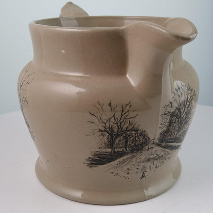 c1830 Yellowware Jug 1754 Building Keene New Hampshire Main Street - Estate Fresh Austin