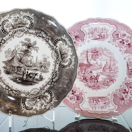 c1840 Orientalist Transferware Arabic Scenes Adams Palestine soup plate and w - Estate Fresh Austin