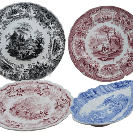 c1840 Orientalist Transferware Arabic/Asian Scenes collection Siam, Asiatic View - Estate Fresh Austin