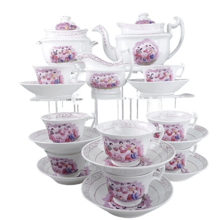 c1840 Whimsical British Peach Lustre Hand painted Polychrome Decoration over Tra - Estate Fresh Austin