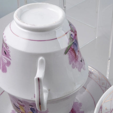 c1840 Whimsical British Peach Lustre Hand painted Polychrome Decoration over Tra - Estate Fresh Austin