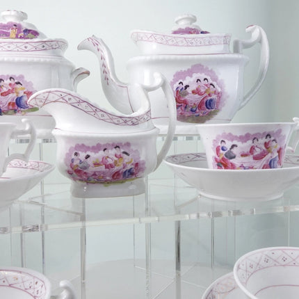 c1840 Whimsical British Peach Lustre Hand painted Polychrome Decoration over Tra - Estate Fresh Austin