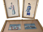 c1850 Antique Chinese Pith Watercolor/Gauche Paintings on rice paper framed earl - Estate Fresh Austin
