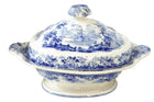 c.1850 Blue Transferware Covered Vegetable dish Chinoiserie pattern - Estate Fresh Austin