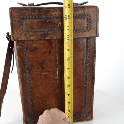 c1850 Henry Folscroft Montrose Colorado Leather Whisky/Wine bottle Holder Old We - Estate Fresh Austin