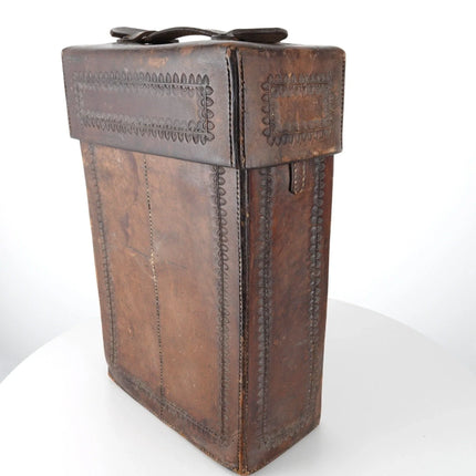 c1850 Henry Folscroft Montrose Colorado Leather Whisky/Wine bottle Holder Old We - Estate Fresh Austin