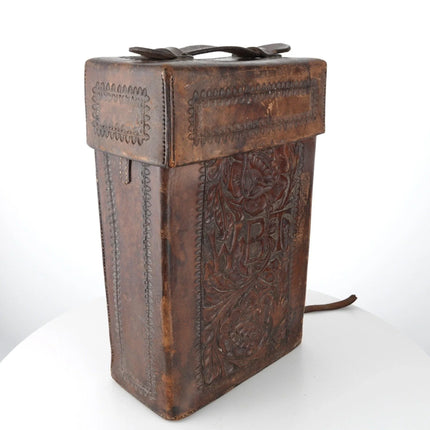 c1850 Henry Folscroft Montrose Colorado Leather Whisky/Wine bottle Holder Old We - Estate Fresh Austin