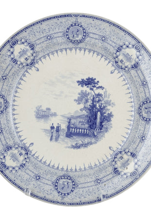 c1850 Mayer "The Gem" Bue Transferware Dinner Plates 10.25" Pair - Estate Fresh Austin