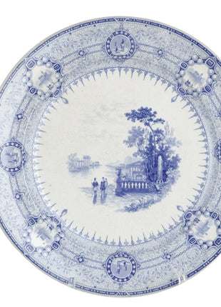 c1850 Mayer "The Gem" Bue Transferware Dinner Plates 10.25" Pair - Estate Fresh Austin