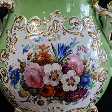 c.1850 Old Paris Porcelain Covered Pokal with Stand Hand Painted Children Flower - Estate Fresh Austin