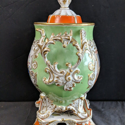 c.1850 Old Paris Porcelain Covered Pokal with Stand Hand Painted Children Flower - Estate Fresh Austin