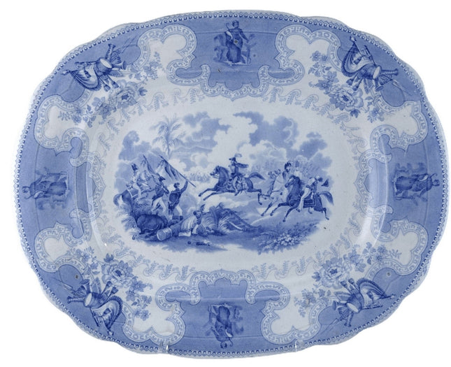 c1850 Texian Campaigne Historical Staffordshire Blue Transferware platter James - Estate Fresh Austin