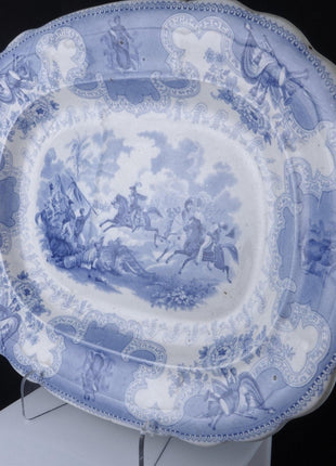 c1850 Texian Campaigne Historical Staffordshire Blue Transferware platter James - Estate Fresh Austin