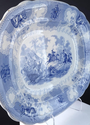 c1850 Texian Campaigne Historical Staffordshire Blue Transferware platter James - Estate Fresh Austin