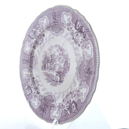 c1850 Texian Campaigne Historical Staffordshire purple Transferware 9.25" plate g - Estate Fresh Austin