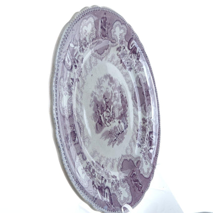 c1850 Texian Campaigne Historical Staffordshire purple Transferware 9.25" plate g - Estate Fresh Austin