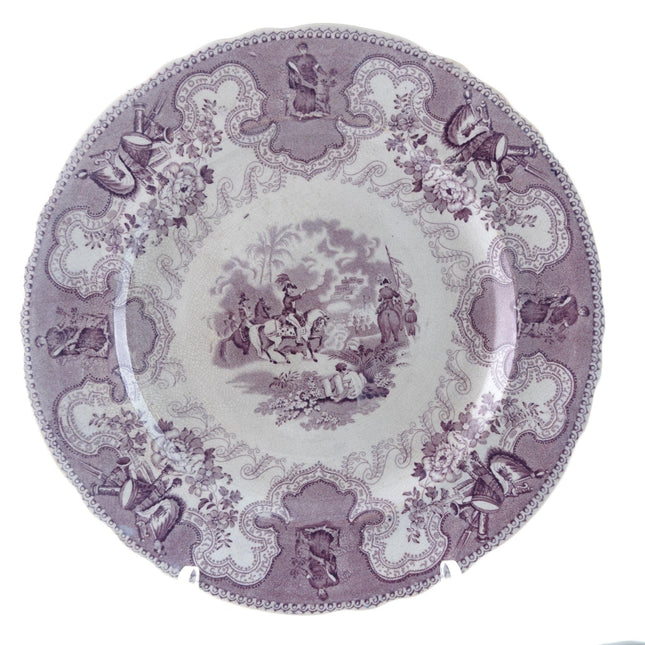 c1850 Texian Campaigne Historical Staffordshire purple Transferware 9.25" plate g - Estate Fresh Austin