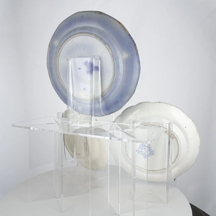 c1850 Transferware plate collection Flow Blue German Souvenir Plate and Geneves - Estate Fresh Austin