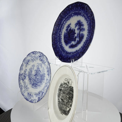 c1850 Transferware plate collection Flow Blue German Souvenir Plate and Geneves - Estate Fresh Austin