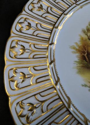 c1855 Minton Hand Painted Plates in Devon Shape 9 3/8" pair - Estate Fresh Austin