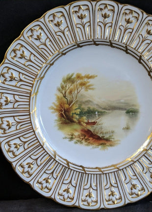 c1855 Minton Hand Painted Plates in Devon Shape 9 3/8" pair - Estate Fresh Austin