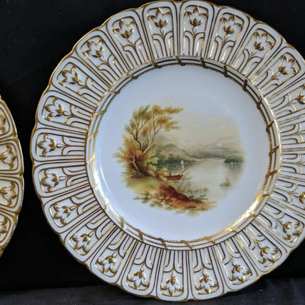 c1855 Minton Hand Painted Plates in Devon Shape 9 3/8" pair - Estate Fresh Austin