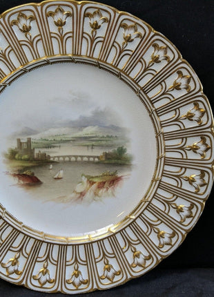 c1855 Minton Hand Painted Plates in Devon Shape 9 3/8" pair - Estate Fresh Austin