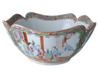 c1860 Antique Chinese Famille Rose Medallion Lobed Cut Corner Serving bowl - Estate Fresh Austin