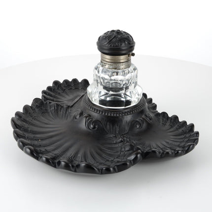 c1860 French Bois Derci inkwell with Cut Glass insert - Estate Fresh Austin