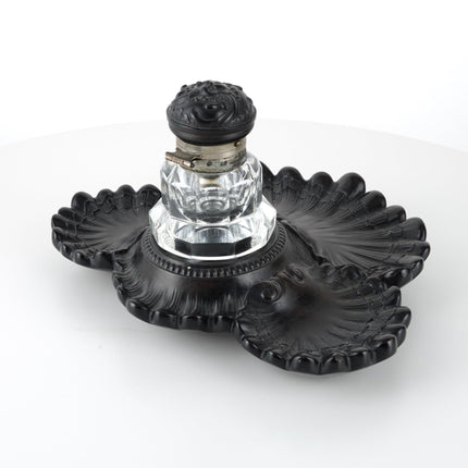 c1860 French Bois Derci inkwell with Cut Glass insert - Estate Fresh Austin