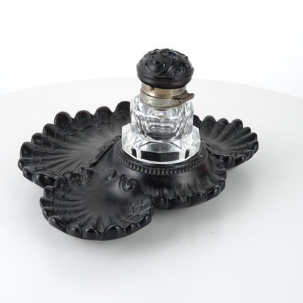 c1860 French Bois Derci inkwell with Cut Glass insert - Estate Fresh Austin