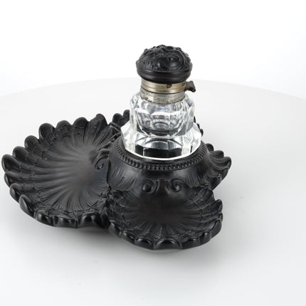 c1860 French Bois Derci inkwell with Cut Glass insert - Estate Fresh Austin