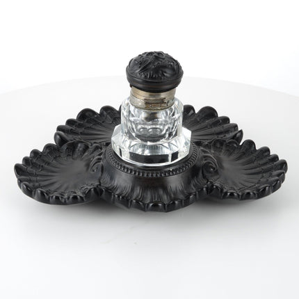 c1860 French Bois Derci inkwell with Cut Glass insert - Estate Fresh Austin