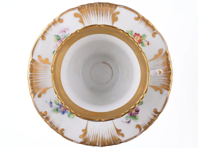 c1860 Large French Presentation Hand Painted Cup and Saucer "To My Father" Old p - Estate Fresh Austin
