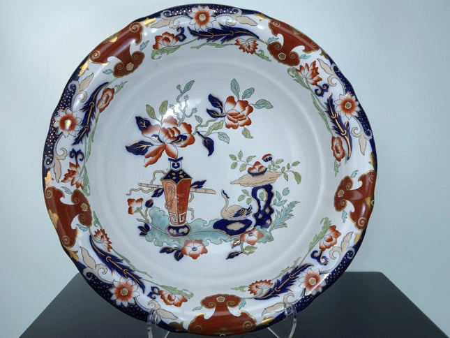 c1860 Masons Chinese Vase Ironstone Chinoisiere Hand Painted Polychromed Transfe - Estate Fresh Austin