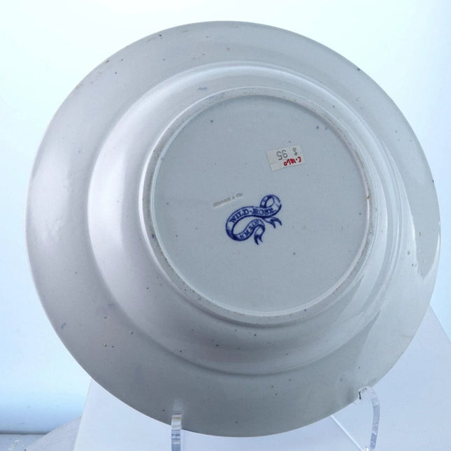 c1860 Moore & Co Wild Rose Blue Transferware Soup Bowl 9.25" - Estate Fresh Austin