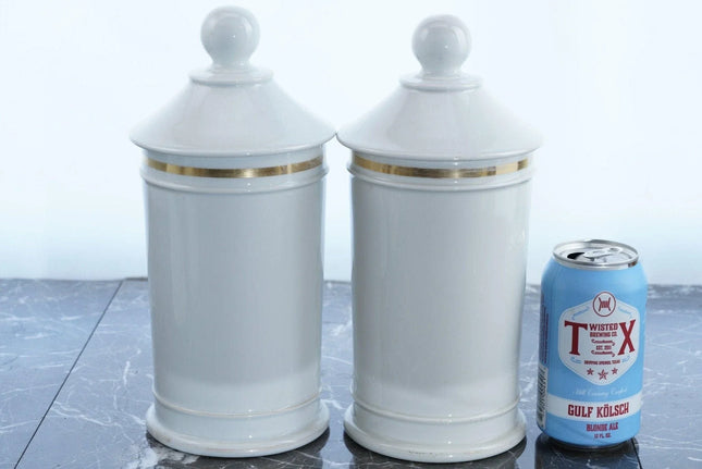 c1860 Old Paris Apothecary Jars with fly or Bee motif, well decorated - Estate Fresh Austin