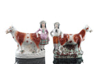 c1860 Staffordshire cow and farmer spill vases - Estate Fresh Austin