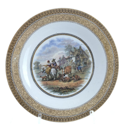 c1860 Staffordshire Prattware Transferware Plates Sebastopol and 123 Cattle Scen - Estate Fresh Austin