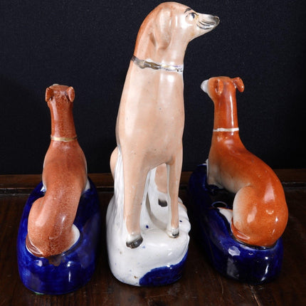 c1860 Stafforshire Whippet Inkwells and Figure group - Estate Fresh Austin