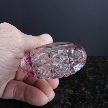 c1870 14K gold lid Cut overlay Glass Perfume bottle Corset form - Estate Fresh Austin