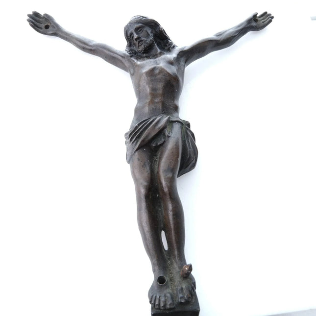 c1870 Antique French Bronze Crucifix - Estate Fresh Austin
