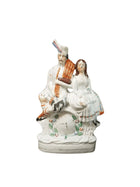 c1870 Antique Staffordshire Figure Highlander Couple with Clock 14
