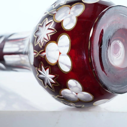 c1870 Bohemian for Persian market Ruby cut to clear Hookah base - Estate Fresh Austin