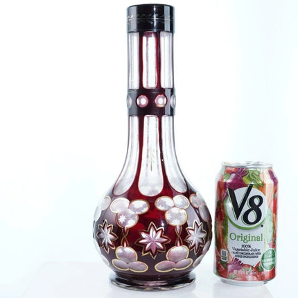 c1870 Bohemian for Persian market Ruby cut to clear Hookah base - Estate Fresh Austin